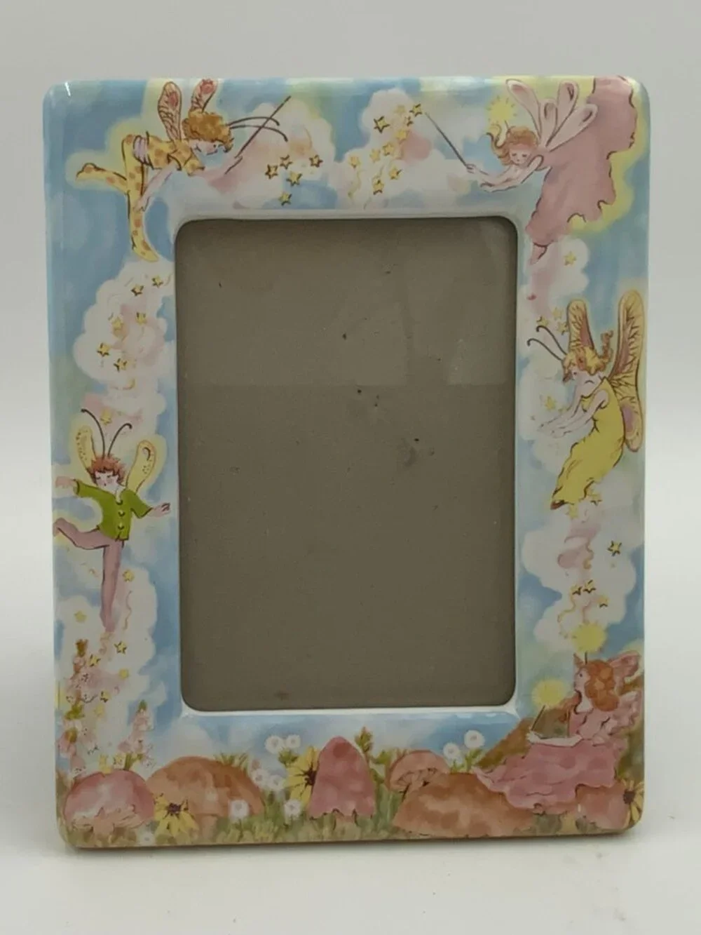 Vintage Terragraphics Fairies and Mushrooms Ceramic Picture Frame Liz Shepherd